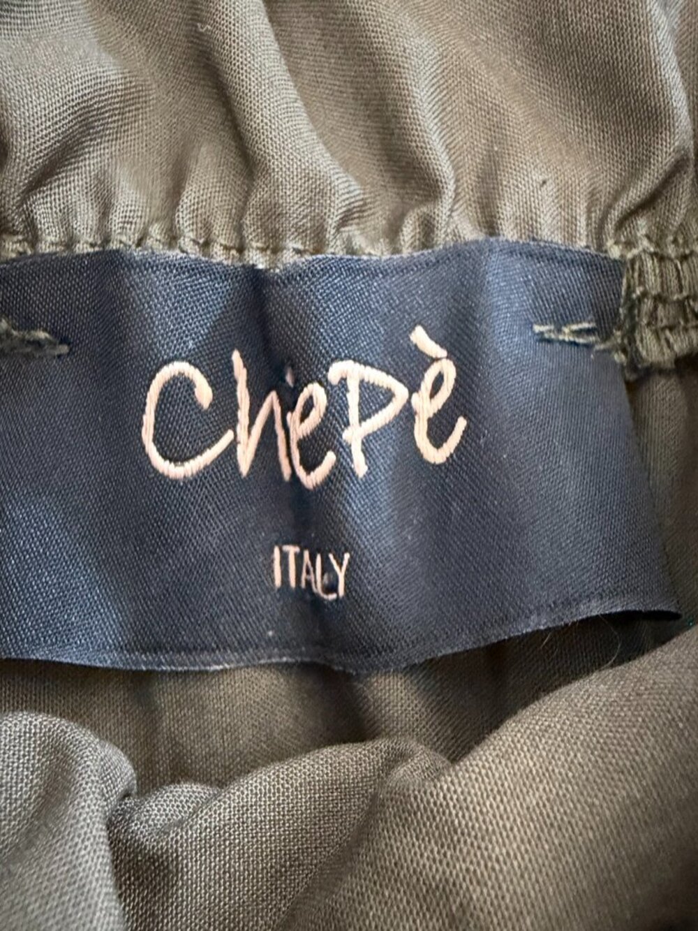 CHEPE Ansaldo Italy Cotton Tiered Ruffle Maxi Dress Olive Green XS - Picture 9 of 10